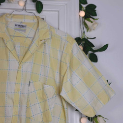 Yellow Checkered Blue Thread Blouse | M