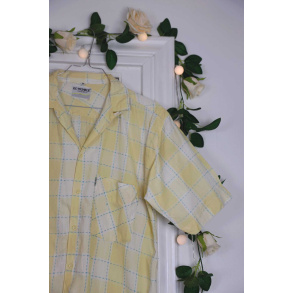 Yellow Checkered Blue Thread Blouse | M