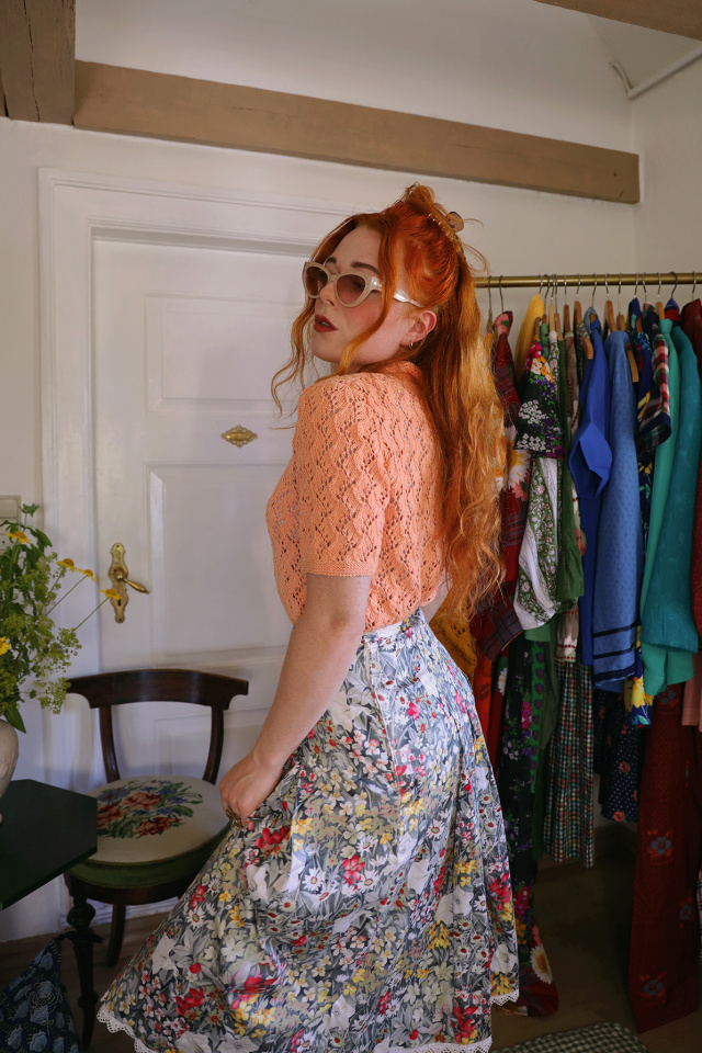 Peachy Crochet Vintage Top | S