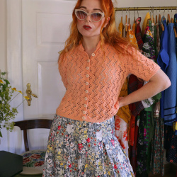 Peachy Crochet Vintage Top | S