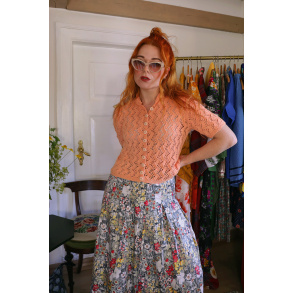 Peachy Crochet Vintage Top | S