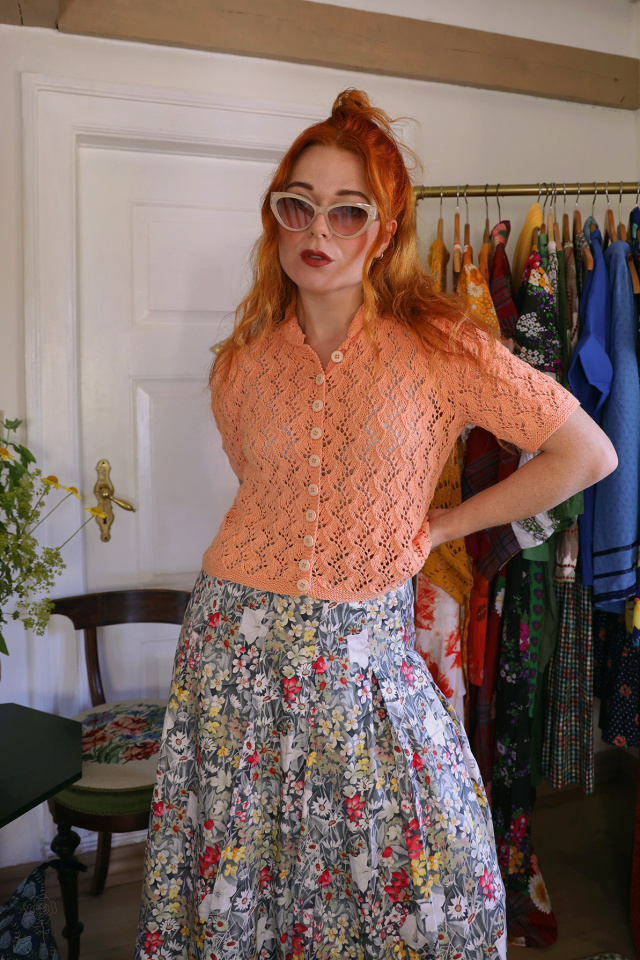 Peachy Crochet Vintage Top | S