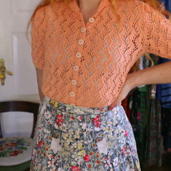 Peachy Crochet Vintage Top | S