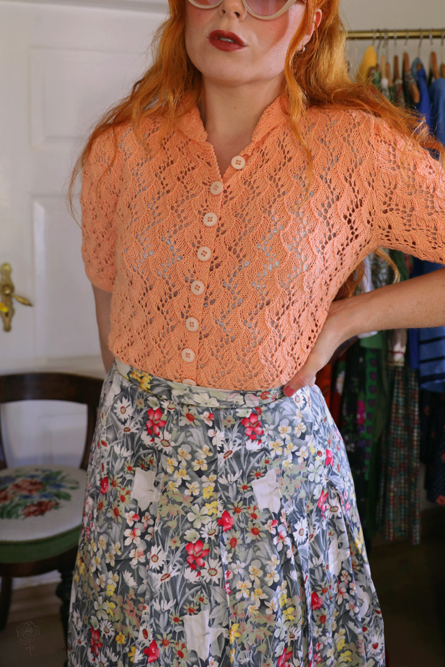 Peachy Crochet Vintage Top | S