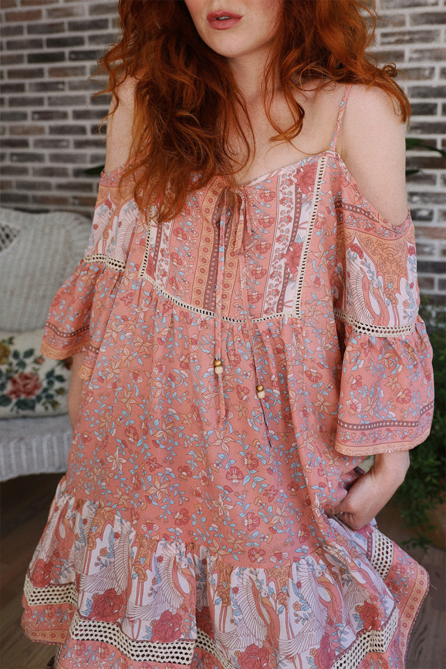 Peachy Boheme Mini Dress 
