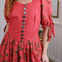 Peachy Pink Austrian Vintage Dress | M
