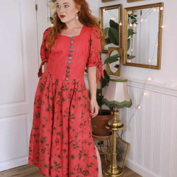 Peachy Pink Austrian Vintage Dress | M