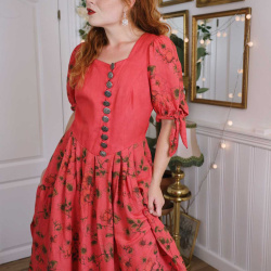 Peachy Pink Austrian Vintage Dress | M