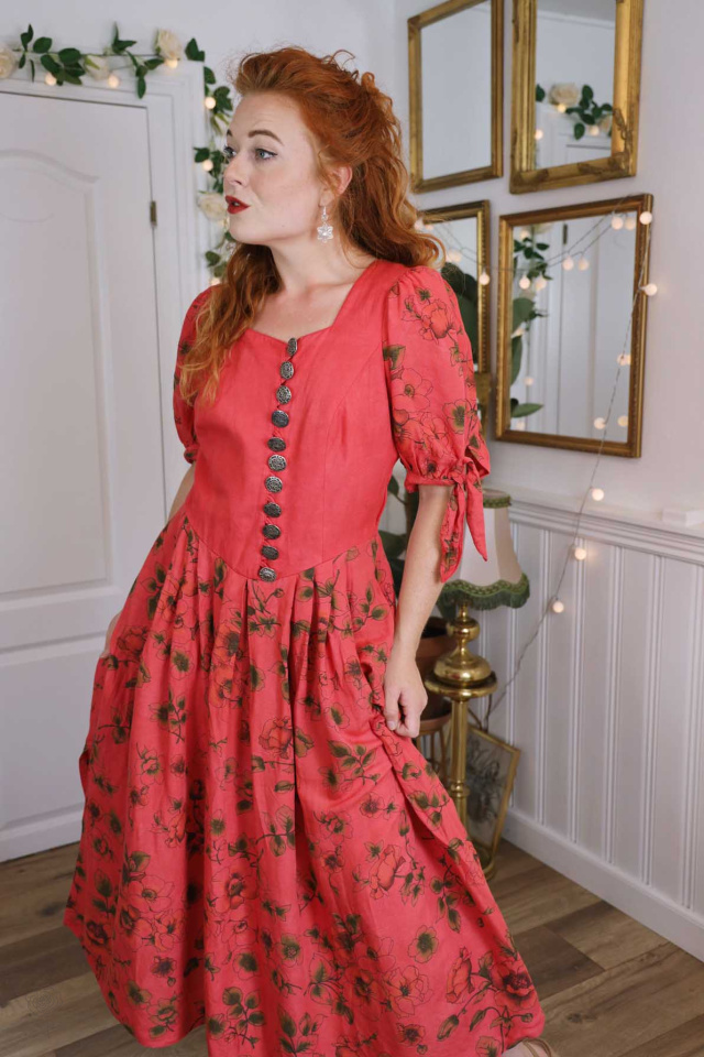 Peachy Pink Austrian Vintage Dress | M