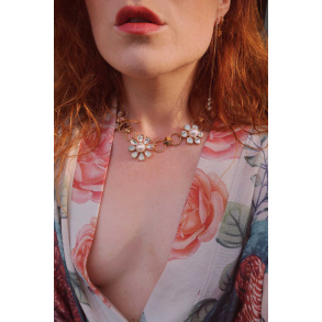 Pearl Flowers Gold Necklace 