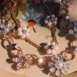Pearl Flowers Gold Necklace 