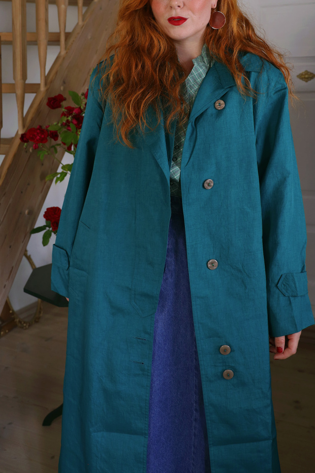 Petrol Green Vintage Trenchcoat | L