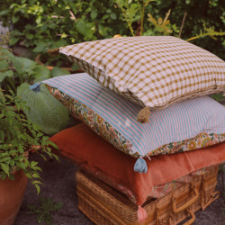 Peachy Velvet &amp; Cotton Pillow Cover 