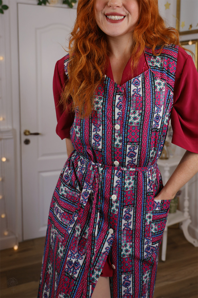 Pink &amp; Blue Pattern Vintage Robe Dress 