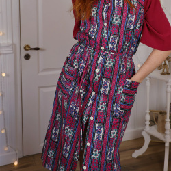 Pink &amp; Blue Pattern Vintage Robe Dress 