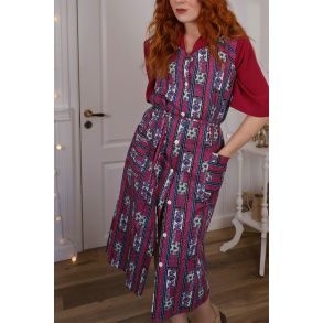 Pink & Blue Pattern Vintage Robe Dress 
