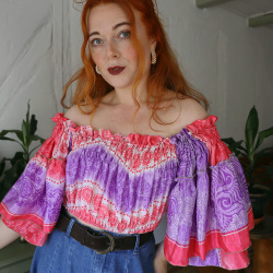 Recycled Pink &amp; Purple Cropped Fairy Top | XS/S