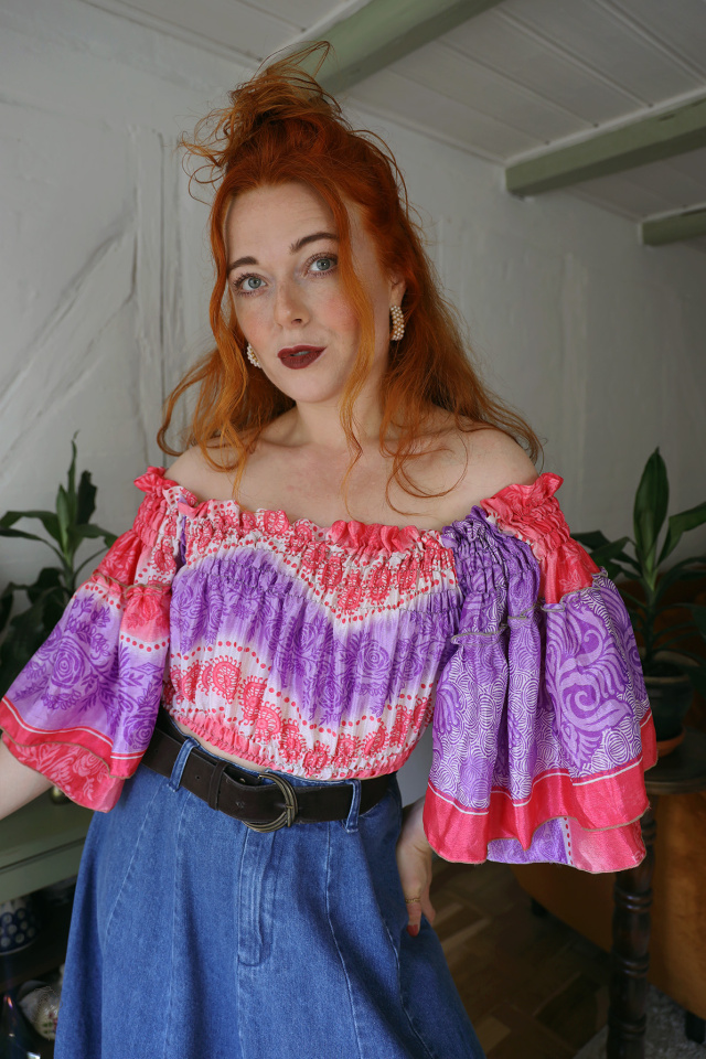 Recycled Pink &amp; Purple Cropped Fairy Top | XS/S