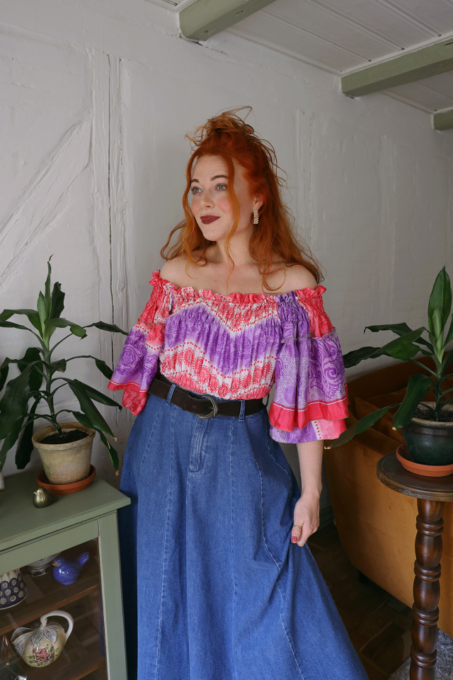 Recycled Pink &amp; Purple Cropped Fairy Top | XS/S