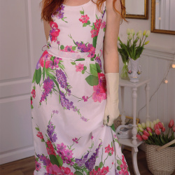 Pink &amp; Purple Floral 70's Vintage Maxi | S/M