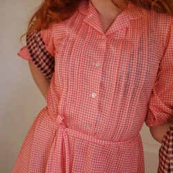 Pink &amp; White Gingham Vintage Dress | S