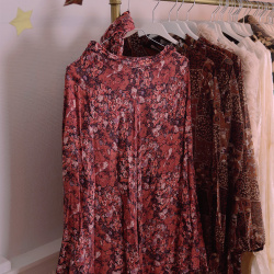 Warm Pink Floral Animal Vintage Skirt | XS