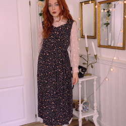 Black Rose & Blue Floral Vintage Maxi | M - Catalog