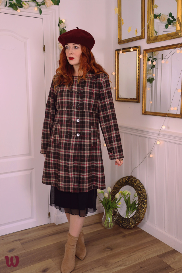Brown &amp; Dark Pink Plaid Vintage Jacket | M
