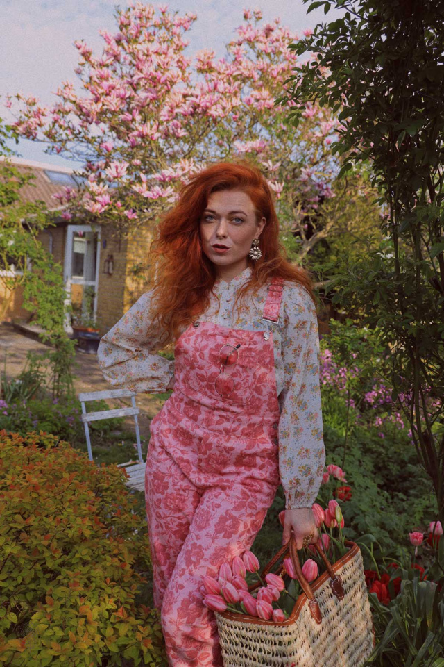Pink Floral Dungarees 