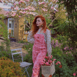 Pink Floral Dungarees 