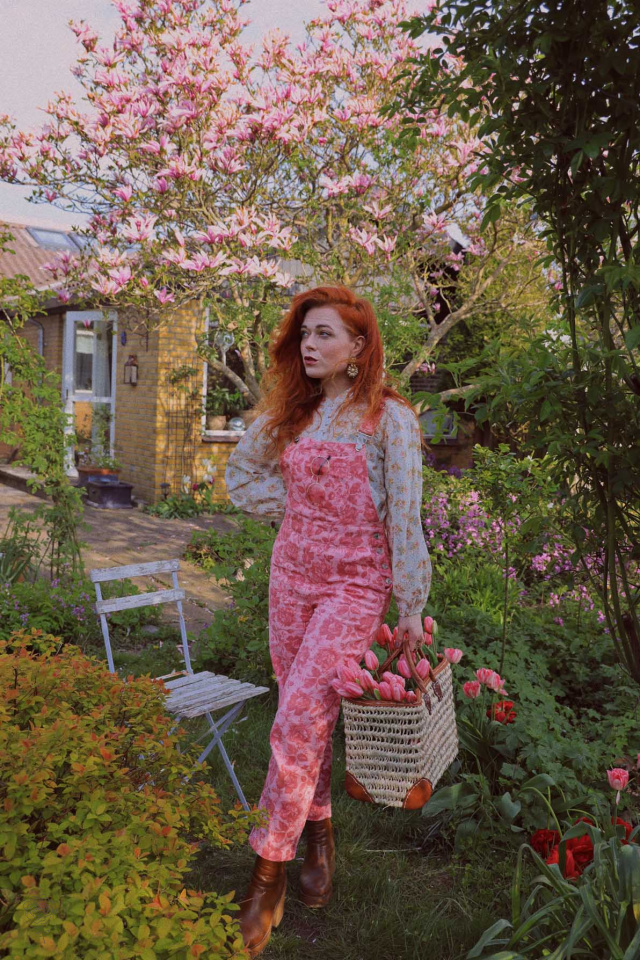 Pink Floral Dungarees 