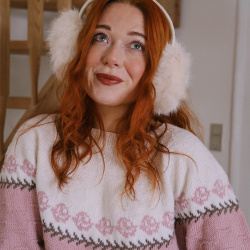 Pink Handknitteed Floral Vintage Sweater | S/M