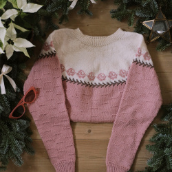 Pink Handknitteed Floral Vintage Sweater | S/M