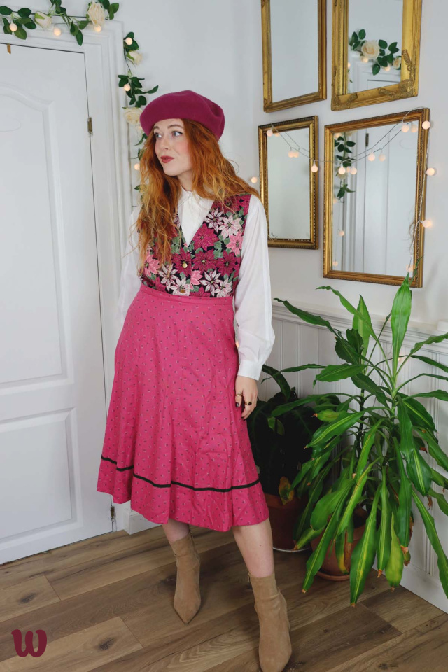 Pink Mini Floral Skirt | M