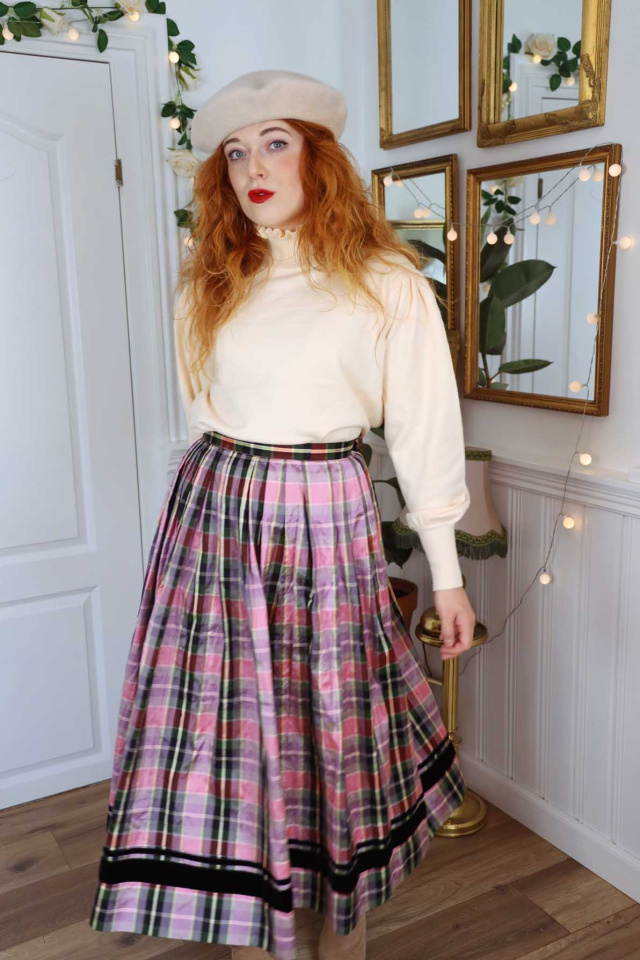 Pink Plaid Vintage Skirt | XS