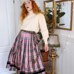 Pink Plaid Vintage Skirt | XS