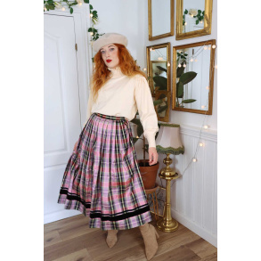 Pink Plaid Vintage Skirt | XS