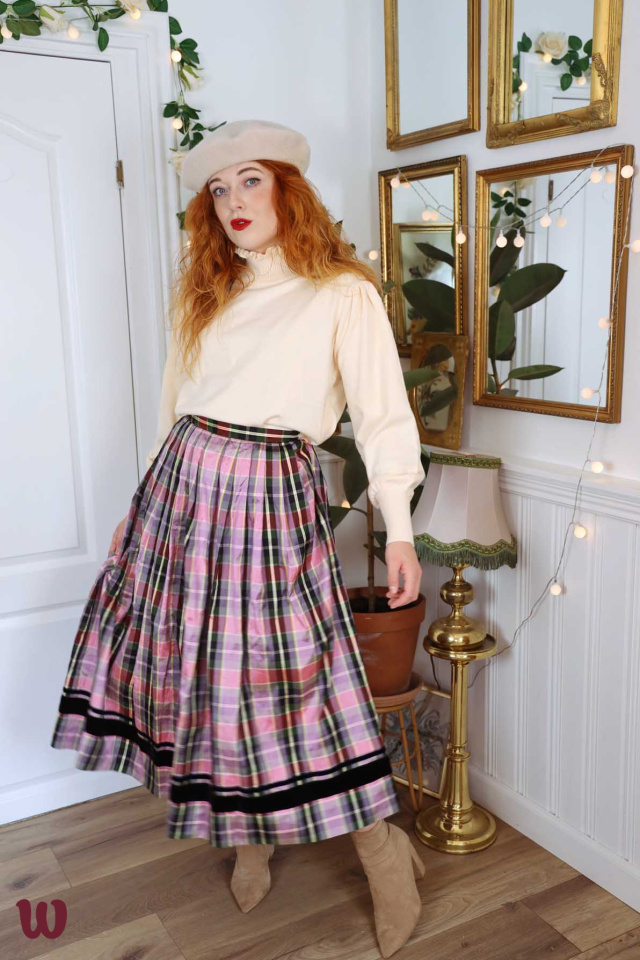 Pink Plaid Vintage Skirt | XS