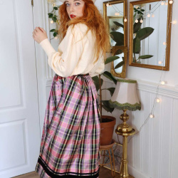 Pink Plaid Vintage Skirt | XS