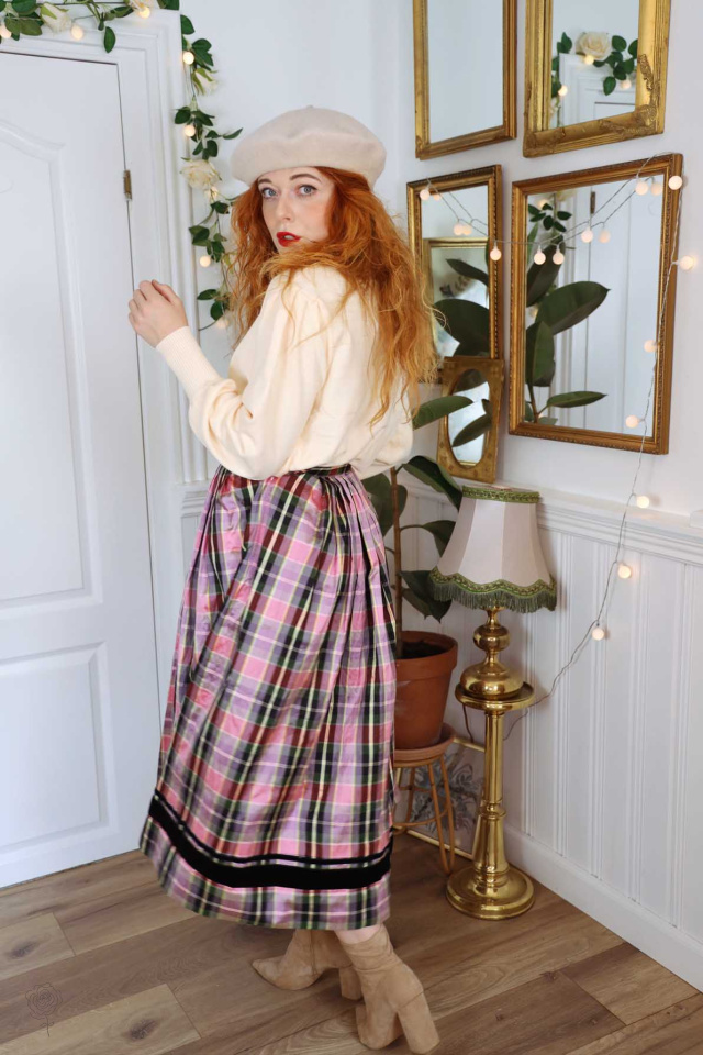 Pink Plaid Vintage Skirt | XS