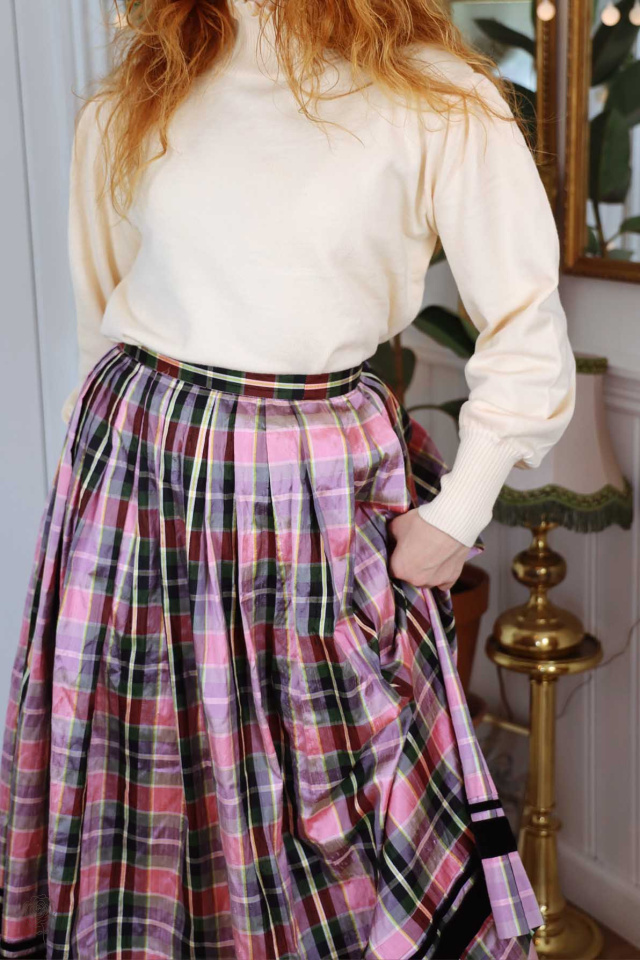 Pink Plaid Vintage Skirt | XS