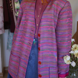 Pink &amp; Purple Striped Danish Design Vintage Blazer | L
