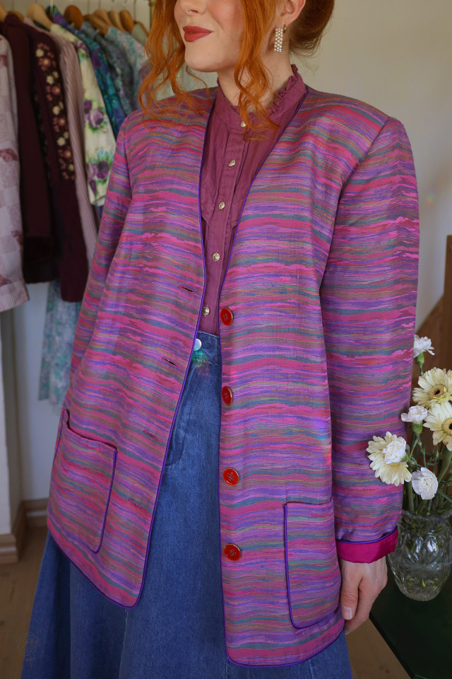Pink &amp; Purple Striped Danish Design Vintage Blazer | L