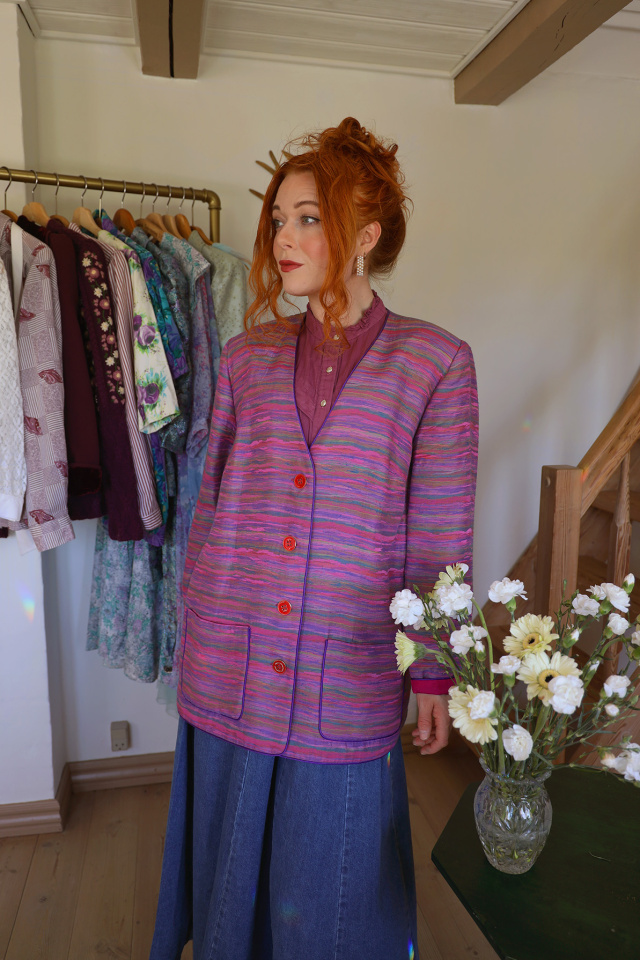 Pink &amp; Purple Striped Danish Design Vintage Blazer | L