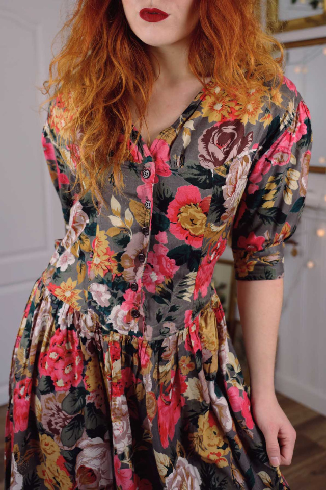 Pink Romantic Floral Vintage Dress | XS/S