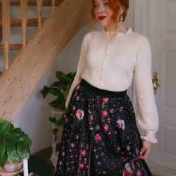 Pink Roses Vintage Skirt | S