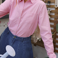 Pink Striped Vintage Blouse | S/M
