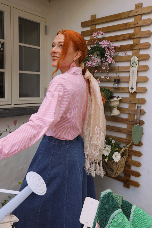 Pink Striped Vintage Blouse | S/M
