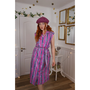 Pink Graphical Vintage Robe Dress | S/M