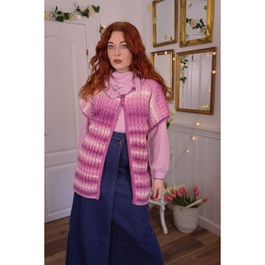 Pink Striped Handmade Knitted Vest | S/M 